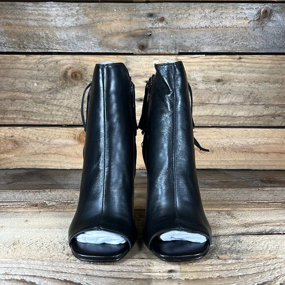 Vince Camuto Amenala Heeled Peep Toe Bootie - Black Leather - 6 - NWOB - Picture 2 of 8